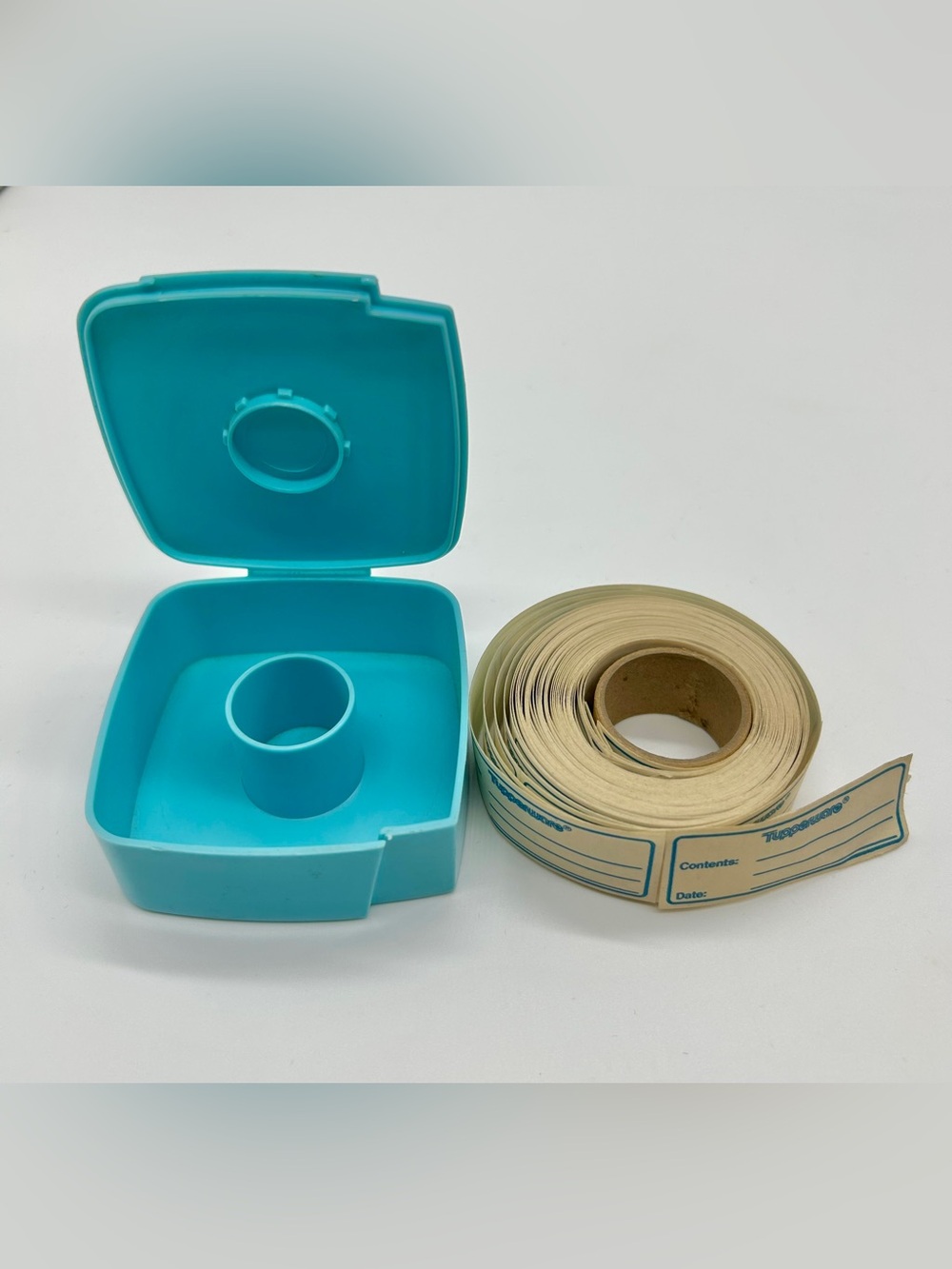 Vintage Tupperware Label Dispenser + Full Roll of Labels